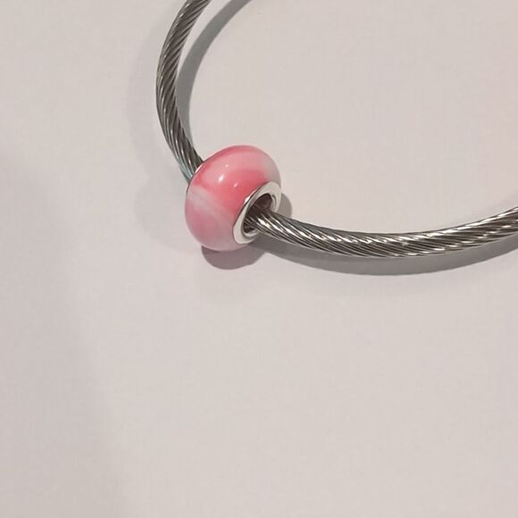 Silver Blended Pink and White Charm for Pandora Style - Picture 4 of 5
